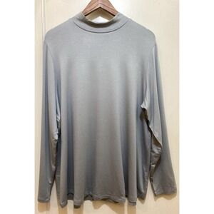 Susan Graver Weekend Women Liquid Knit Top 2X Gray Mock Neck Quiet Luxury Office